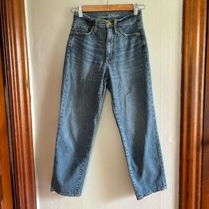 Distressed straight leg jeans